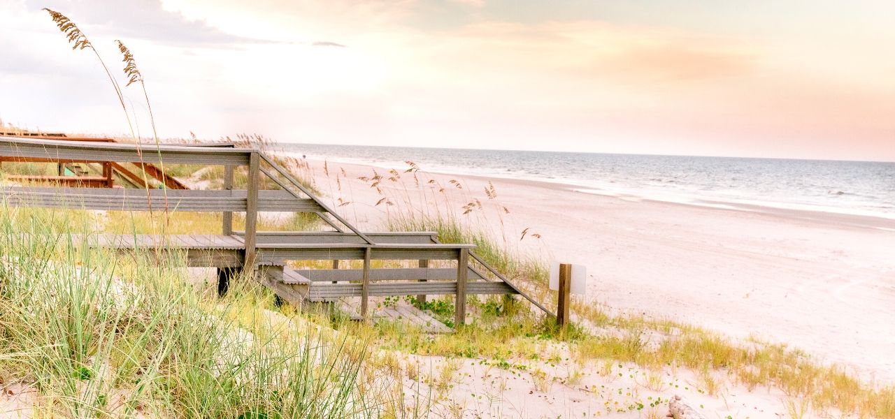 pink sky sandy oceanfront Amelia Island