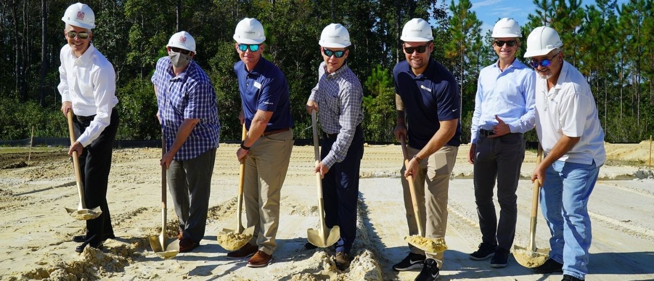 Tributary Builders with shovels at Model Home Village Groundbreaking October 2020