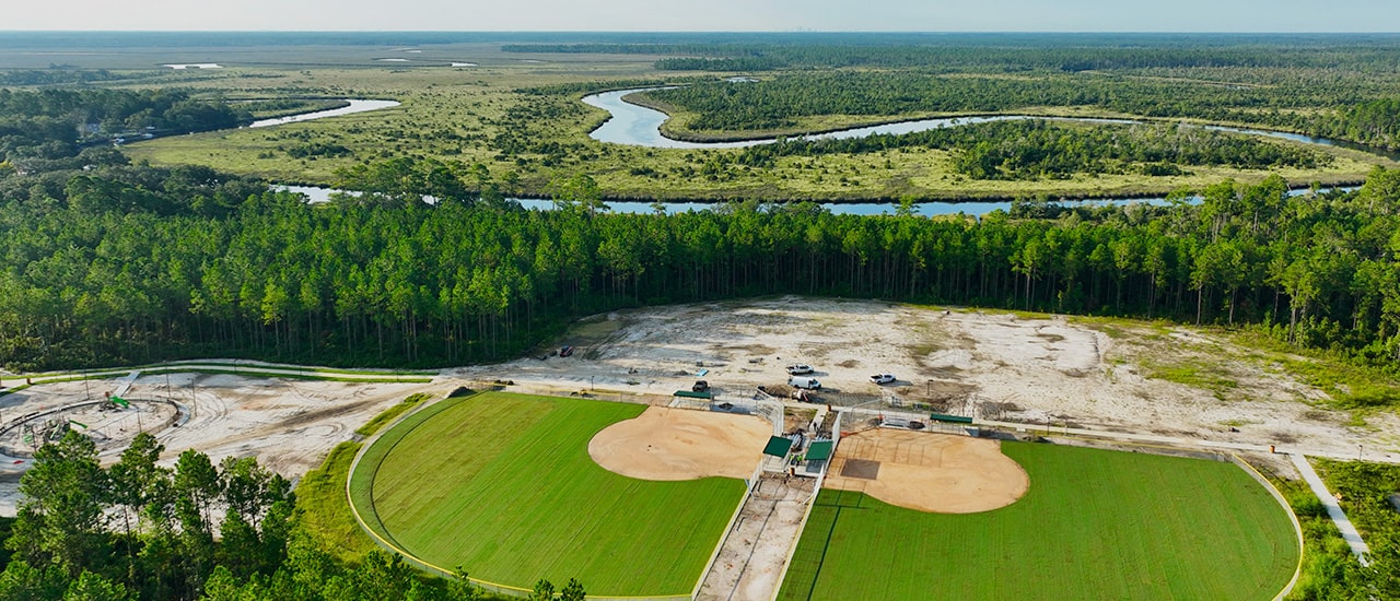 aerial of upcoming tributary regional park
