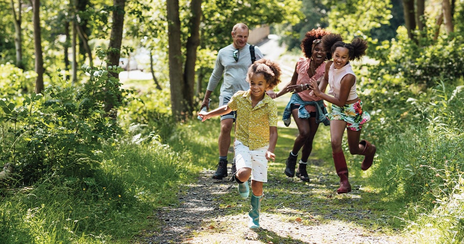 family having fun exploring the Master-Planned Community