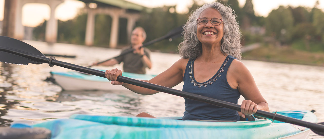 two people kayaking at lakeview tributary